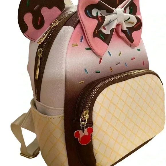 Loungefly Minnie Mouse Ice Cream Neapolitan Mini Backpack, NWT - Picture 3 of 8